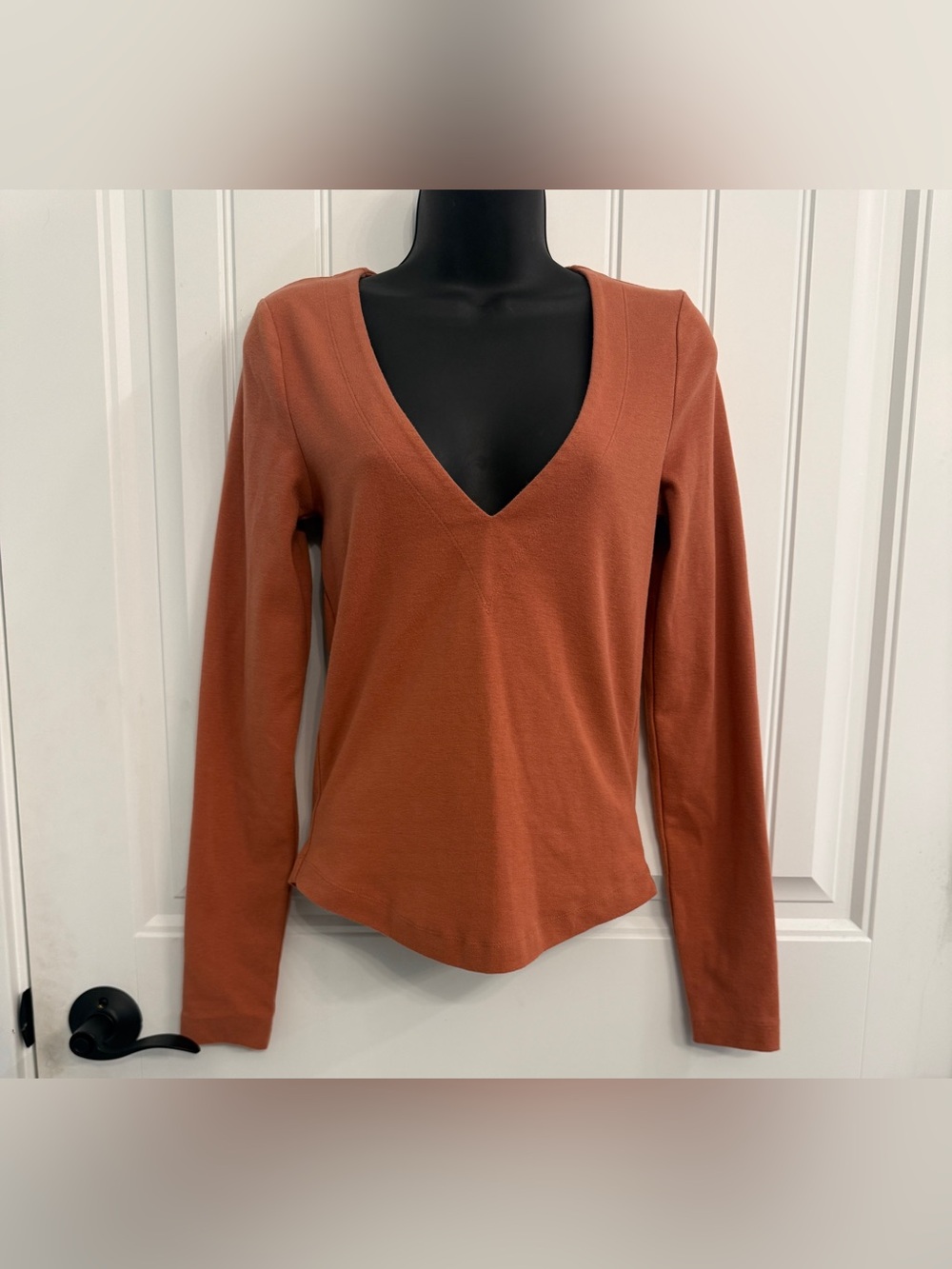 Free People size Women's small V-neck Long Sleeve Top with cute back details.